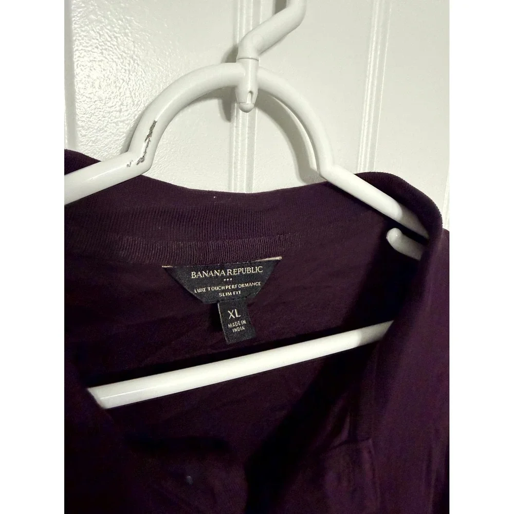 Banana Republic Polo Shirt Mens XL Purple Luxe Touch Performance Slim Fit NWT